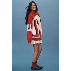 NWT Size L - Anthropologie Oversized Graphic Monogram Sweater (NWT US$ 158)